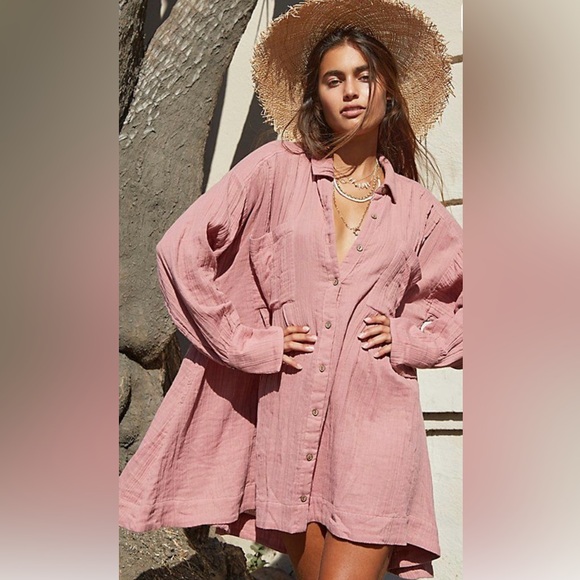 Free People Dresses & Skirts - Free People Dusty Rose The Voyager Shirtdress